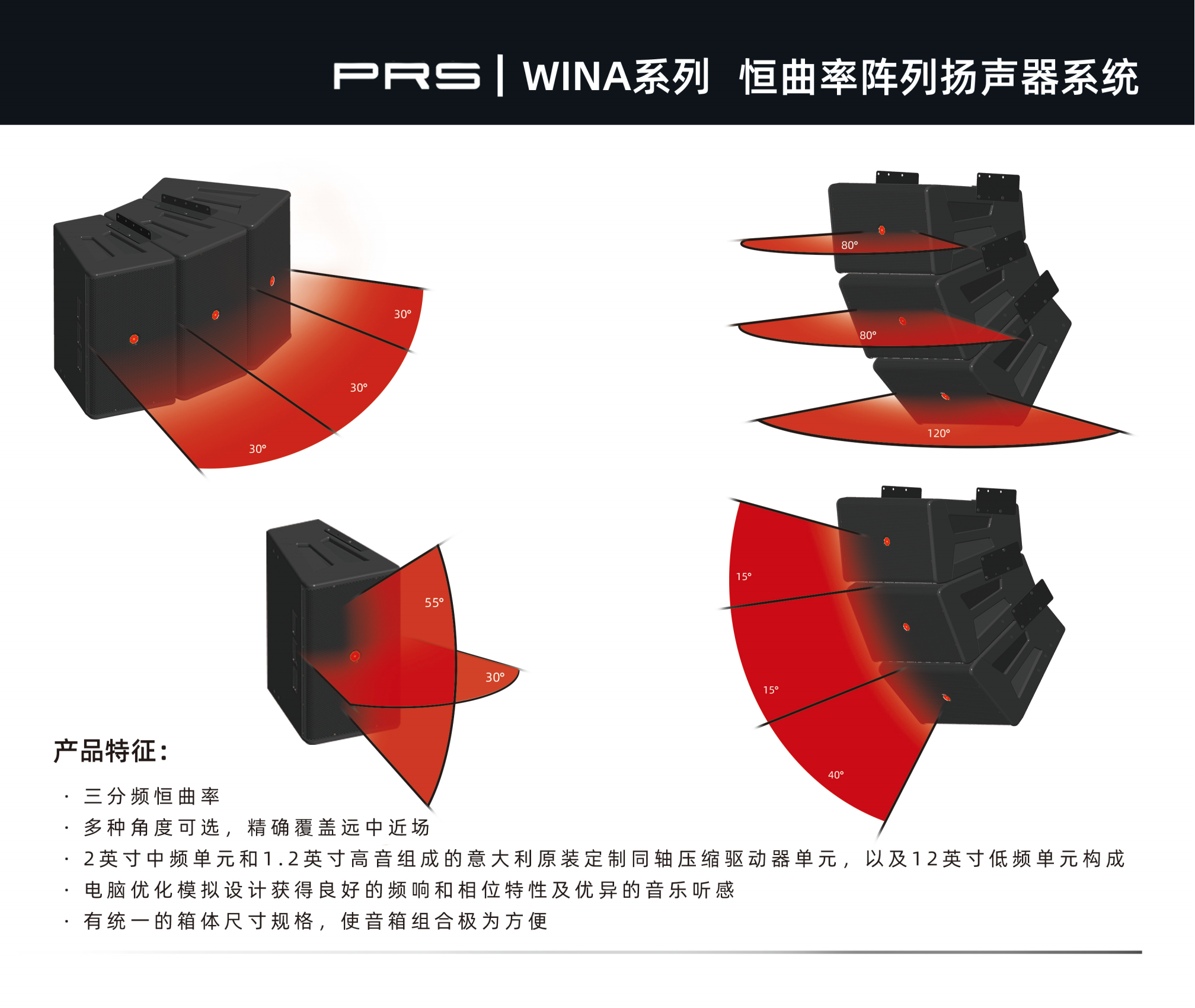 PRS PRS一级香蕉视频在线 WINA系列恒曲率阵列扬声器系统WINA312H/312W/312N/312I